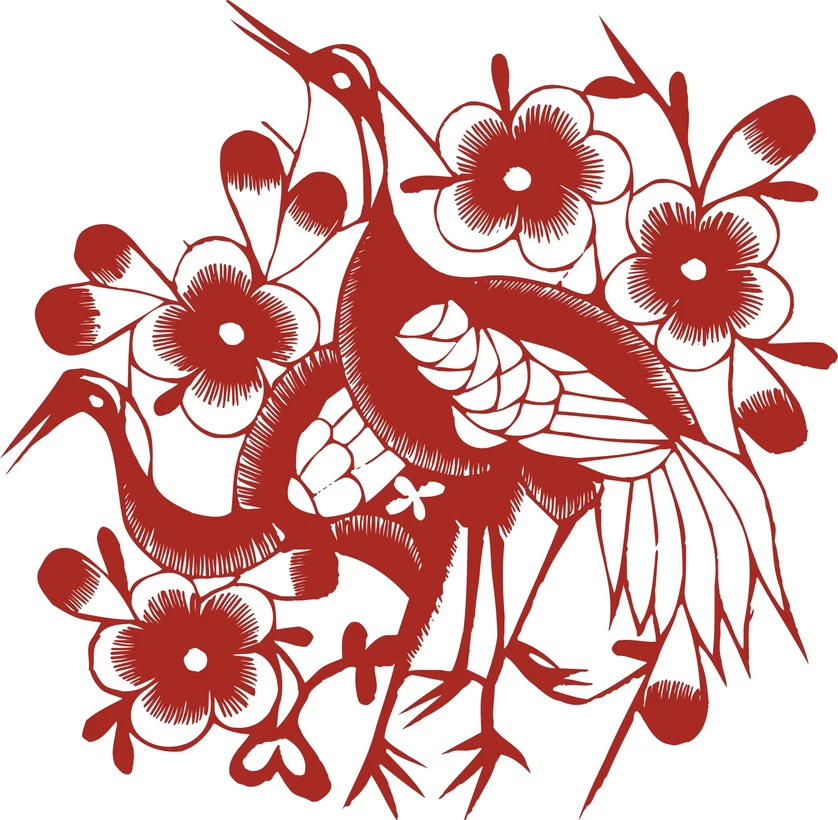 中国风中式传统喜庆民俗人物动物窗花剪纸插画边框AI矢量PNG素材【2646】